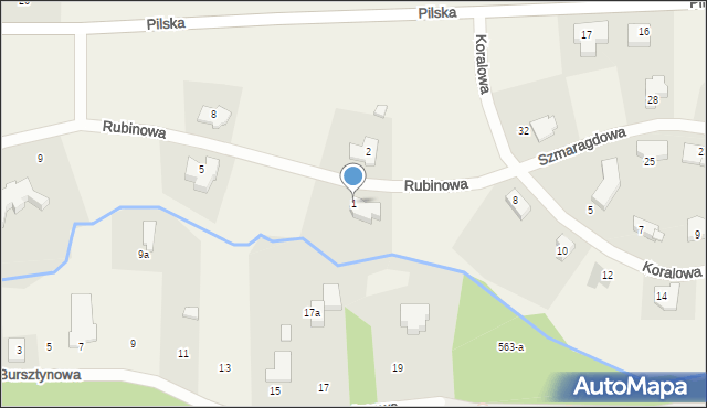 Kotuń, Rubinowa, 1, mapa Kotuń