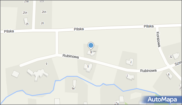 Kotuń, Rubinowa, 8, mapa Kotuń