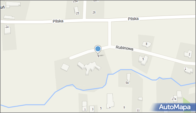 Kotuń, Rubinowa, 9, mapa Kotuń