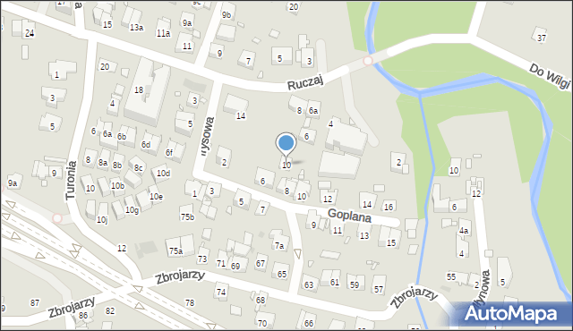 Kraków, Ruczaj, 10, mapa Krakowa