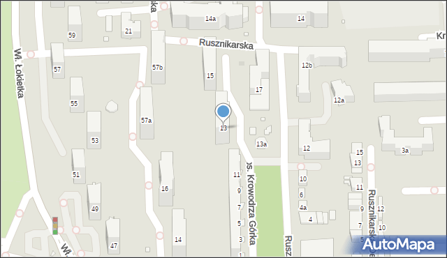 Kraków, Rusznikarska, 13, mapa Krakowa