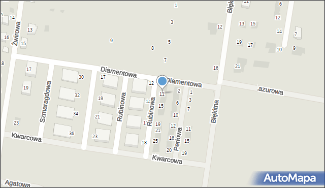 Krotoszyn, Rubinowa, 11, mapa Krotoszyna