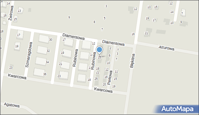 Krotoszyn, Rubinowa, 15, mapa Krotoszyna