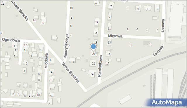 Krotoszyn, Rumiankowa, 20, mapa Krotoszyna