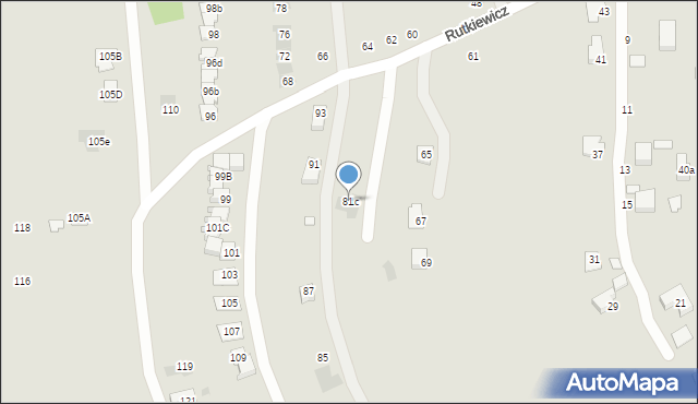 Łańcut, Rutkiewicz Wandy, 81c, mapa Łańcut