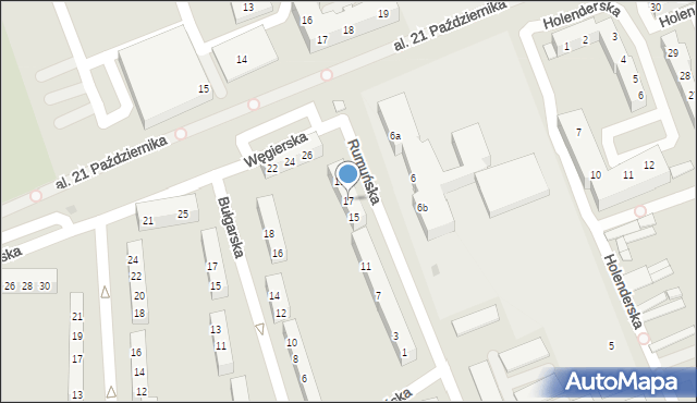 Leszno, Rumuńska, 17, mapa Leszno