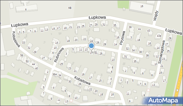 Łódź, Rubinowa, 17, mapa Łodzi