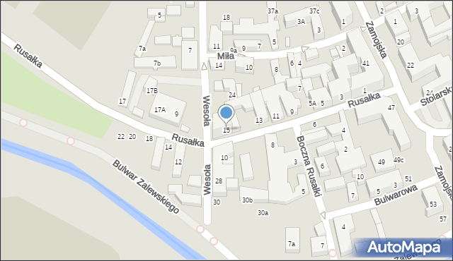Lublin, Rusałka, 15, mapa Lublina