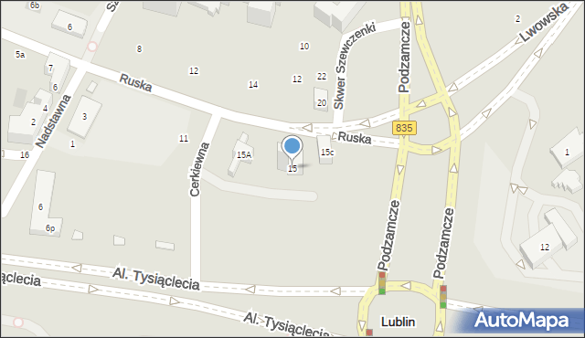 Lublin, Ruska, 15, mapa Lublina