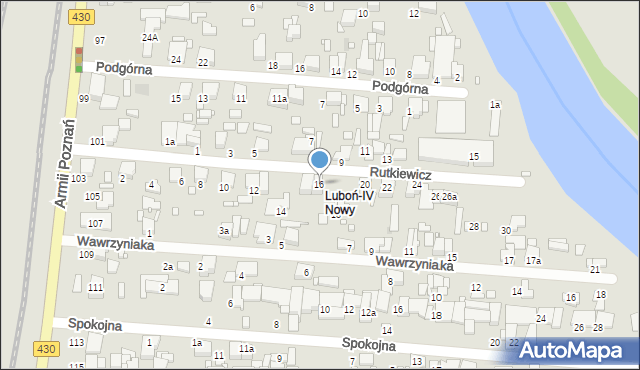 Luboń, Rutkiewicz Wandy, 16, mapa Luboń