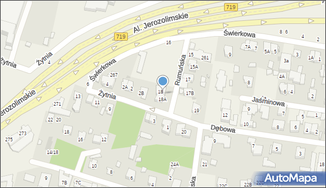 Michałowice, Rumuńska, 18B, mapa Michałowice