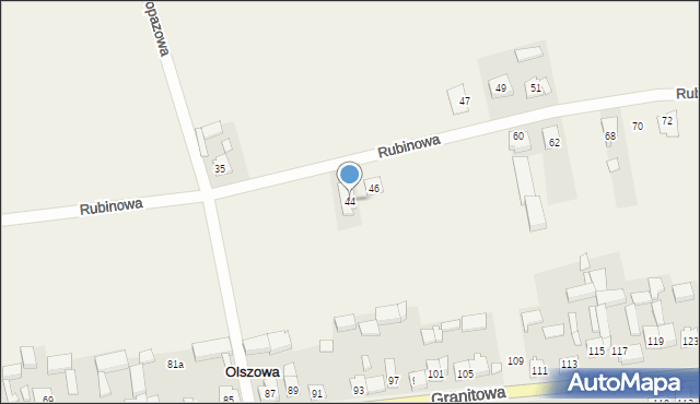 Olszowa, Rubinowa, 44, mapa Olszowa