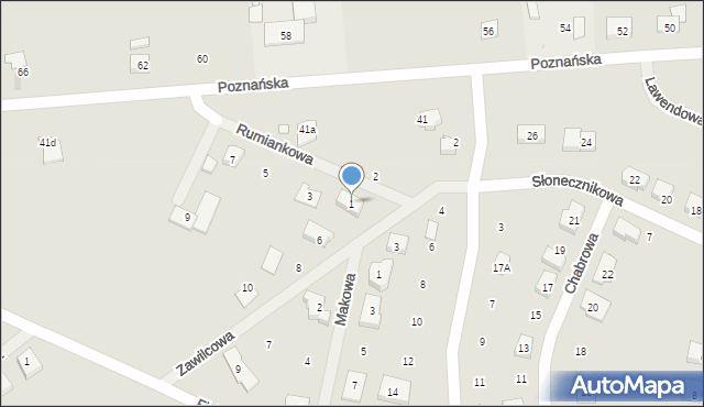 Pobiedziska, Rumiankowa, 1, mapa Pobiedziska