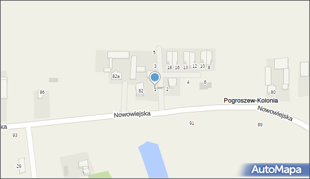 Pogroszew-Kolonia, Rumiankowa, 1, mapa Pogroszew-Kolonia