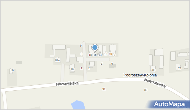 Pogroszew-Kolonia, Rumiankowa, 16, mapa Pogroszew-Kolonia