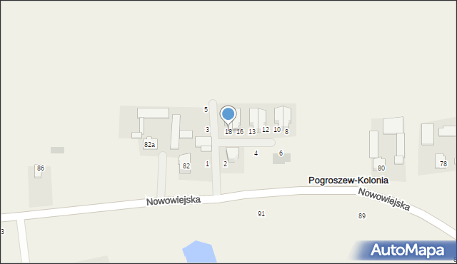 Pogroszew-Kolonia, Rumiankowa, 18, mapa Pogroszew-Kolonia