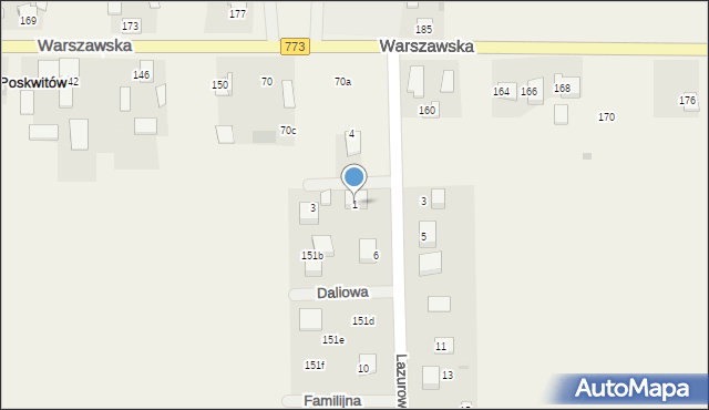 Poskwitów, Rubinowa, 1, mapa Poskwitów