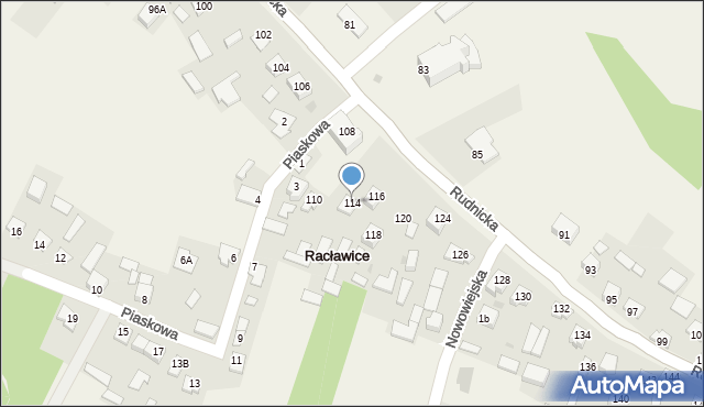Racławice, Rudnicka, 114, mapa Racławice