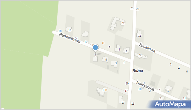 Rożno-Parcele, Rumiankowa, 7, mapa Rożno-Parcele