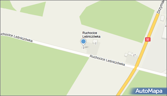 Ruchocice Leśniczówka, Ruchocice Leśniczówka, 1, mapa Ruchocice Leśniczówka