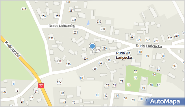 Ruda Łańcucka, Ruda Łańcucka, 228, mapa Ruda Łańcucka