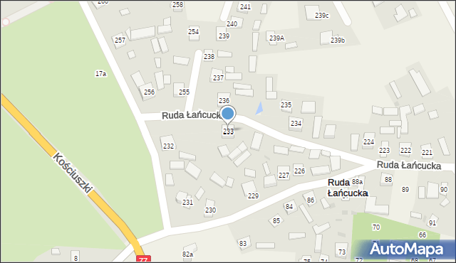 Ruda Łańcucka, Ruda Łańcucka, 233, mapa Ruda Łańcucka