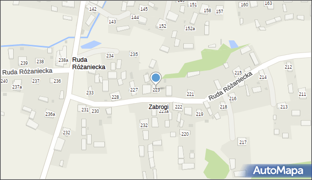 Ruda Różaniecka, Ruda Różaniecka, 223, mapa Ruda Różaniecka