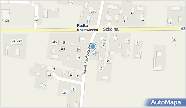 Rudka Kozłowiecka, Rudka Kozłowiecka, 20, mapa Rudka Kozłowiecka
