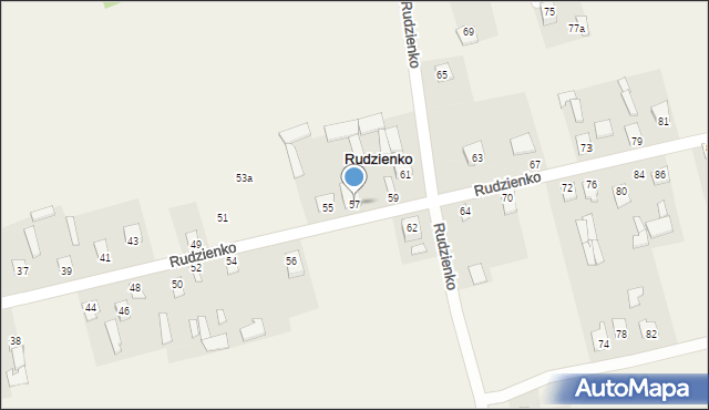 Rudzienko, Rudzienko, 57, mapa Rudzienko