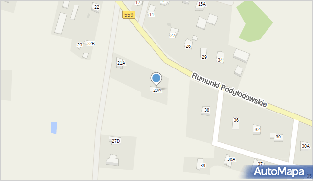 Rumunki Podgłodowskie, Rumunki Podgłodowskie, 20A, mapa Rumunki Podgłodowskie