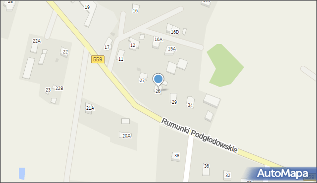 Rumunki Podgłodowskie, Rumunki Podgłodowskie, 26, mapa Rumunki Podgłodowskie