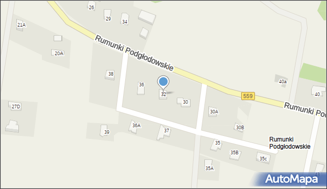 Rumunki Podgłodowskie, Rumunki Podgłodowskie, 32, mapa Rumunki Podgłodowskie