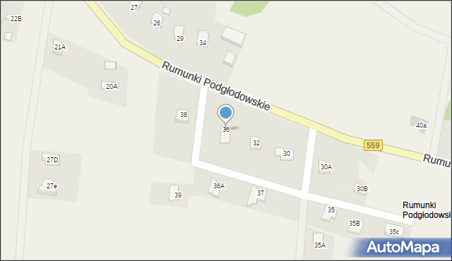 Rumunki Podgłodowskie, Rumunki Podgłodowskie, 36, mapa Rumunki Podgłodowskie