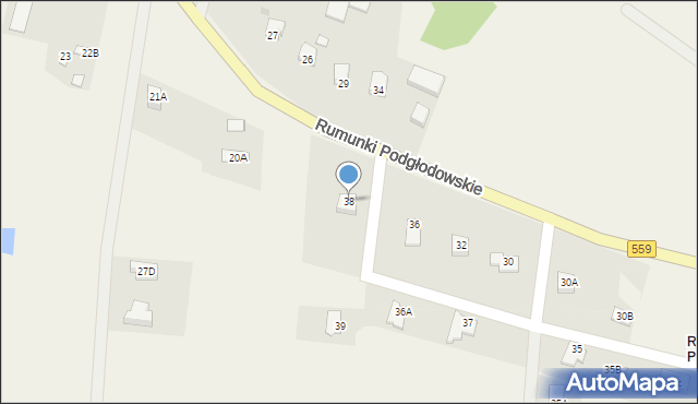 Rumunki Podgłodowskie, Rumunki Podgłodowskie, 38, mapa Rumunki Podgłodowskie