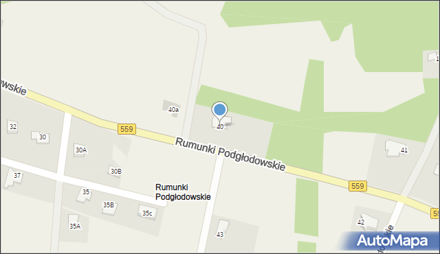 Rumunki Podgłodowskie, Rumunki Podgłodowskie, 40, mapa Rumunki Podgłodowskie