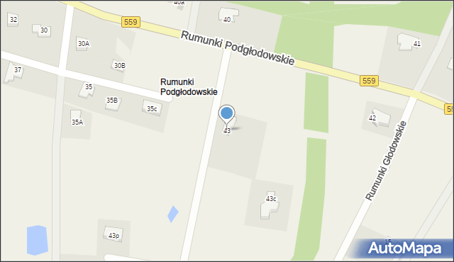 Rumunki Podgłodowskie, Rumunki Podgłodowskie, 43, mapa Rumunki Podgłodowskie