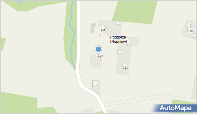 Rupniów, Rupniów, 283, mapa Rupniów