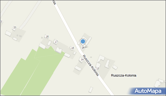 Ruszcza-Kolonia, Ruszcza-Kolonia, 15, mapa Ruszcza-Kolonia