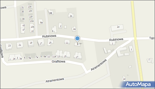 Ruszowice, Rubinowa, 9, mapa Ruszowice