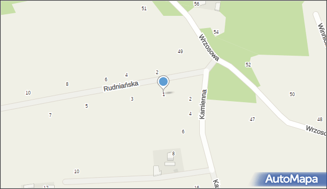 Rybna, Rudniańska, 1, mapa Rybna