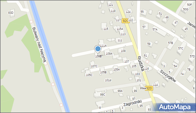 Rybnik, Rudzka, 109B, mapa Rybnika