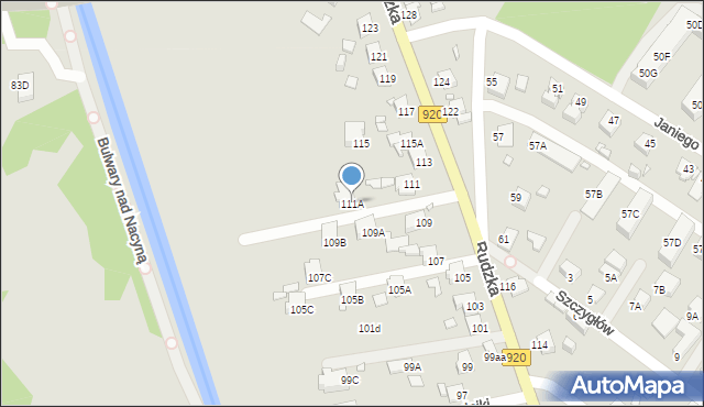 Rybnik, Rudzka, 111A, mapa Rybnika