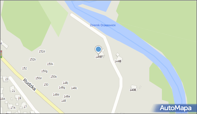 Rybnik, Rudzka, 146B, mapa Rybnika