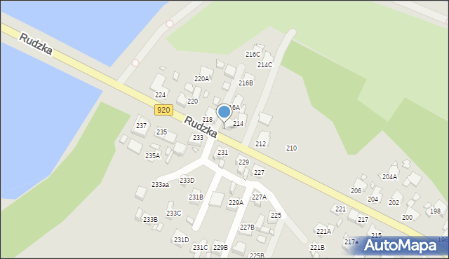 Rybnik, Rudzka, 216, mapa Rybnika