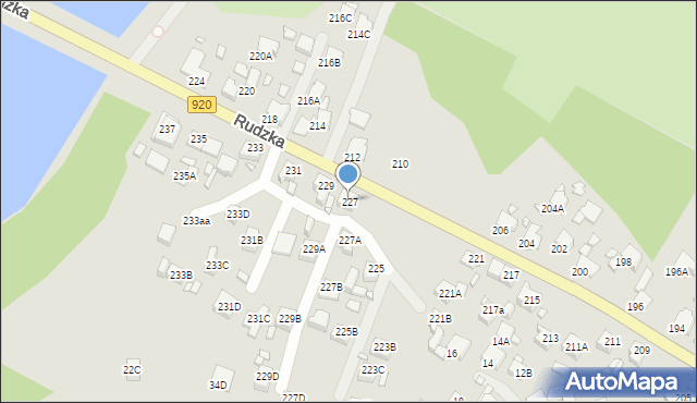 Rybnik, Rudzka, 227, mapa Rybnika