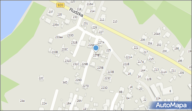 Rybnik, Rudzka, 227B, mapa Rybnika