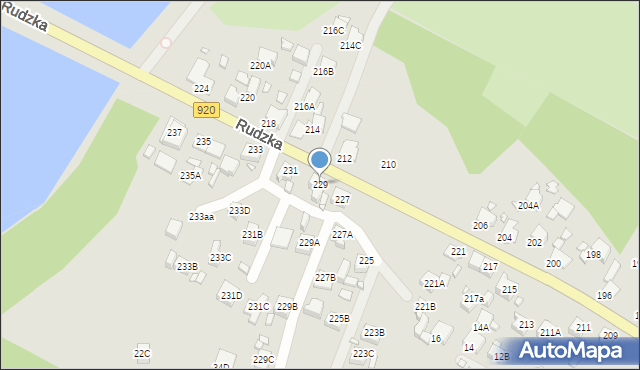 Rybnik, Rudzka, 229, mapa Rybnika