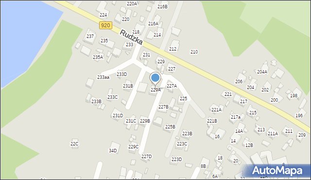 Rybnik, Rudzka, 229A, mapa Rybnika