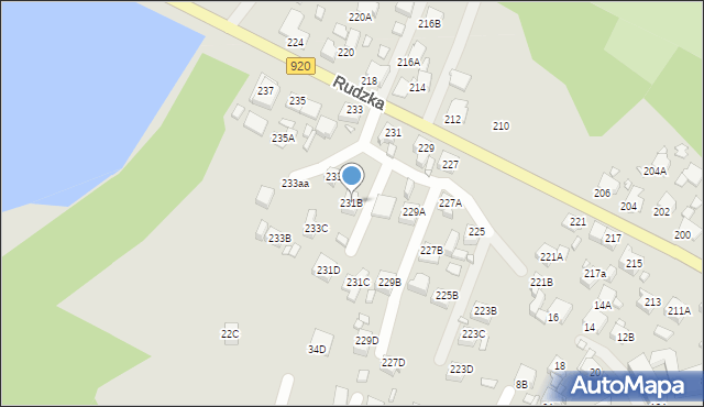 Rybnik, Rudzka, 231B, mapa Rybnika