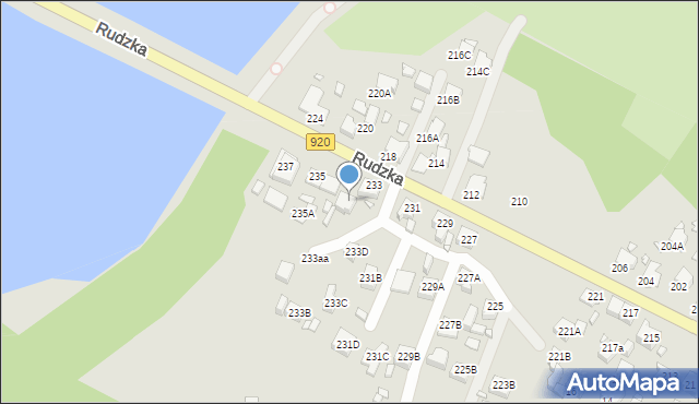 Rybnik, Rudzka, 233A, mapa Rybnika